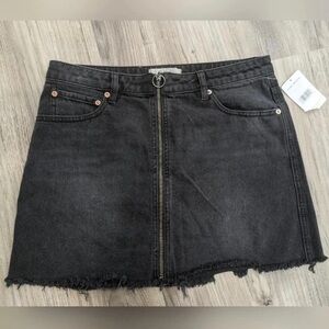 NWT Free People We The Free Zip It Up Denim Mini Skirt in Black